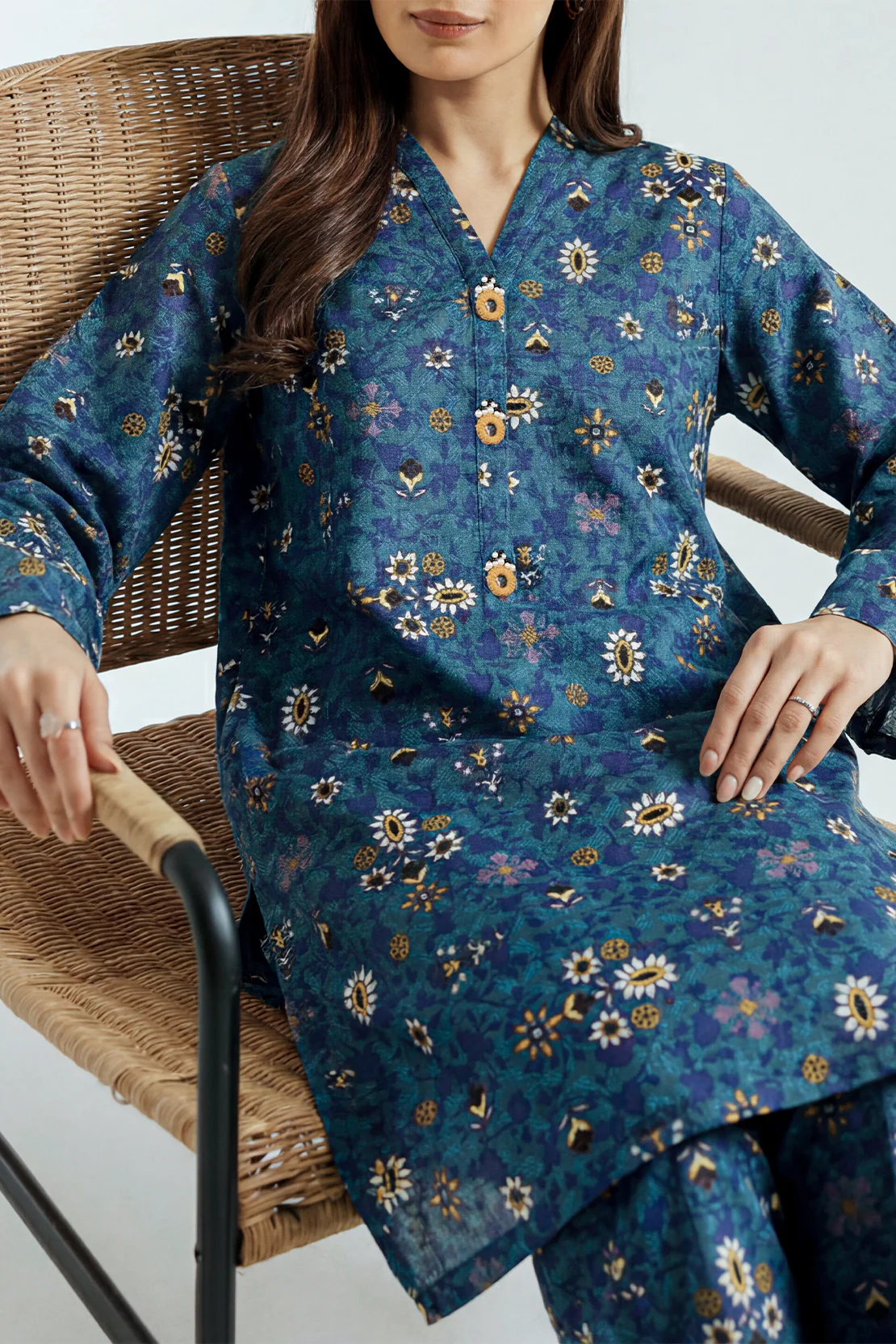 Printed Khaddar Stitched Shirt