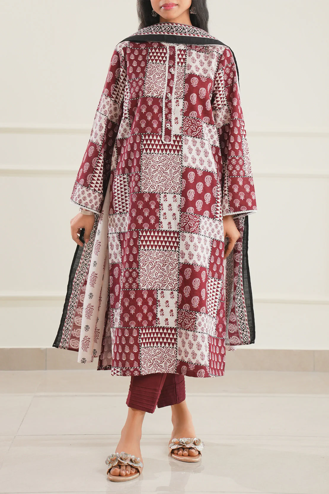 Printed Khaddar Stitched Shirt