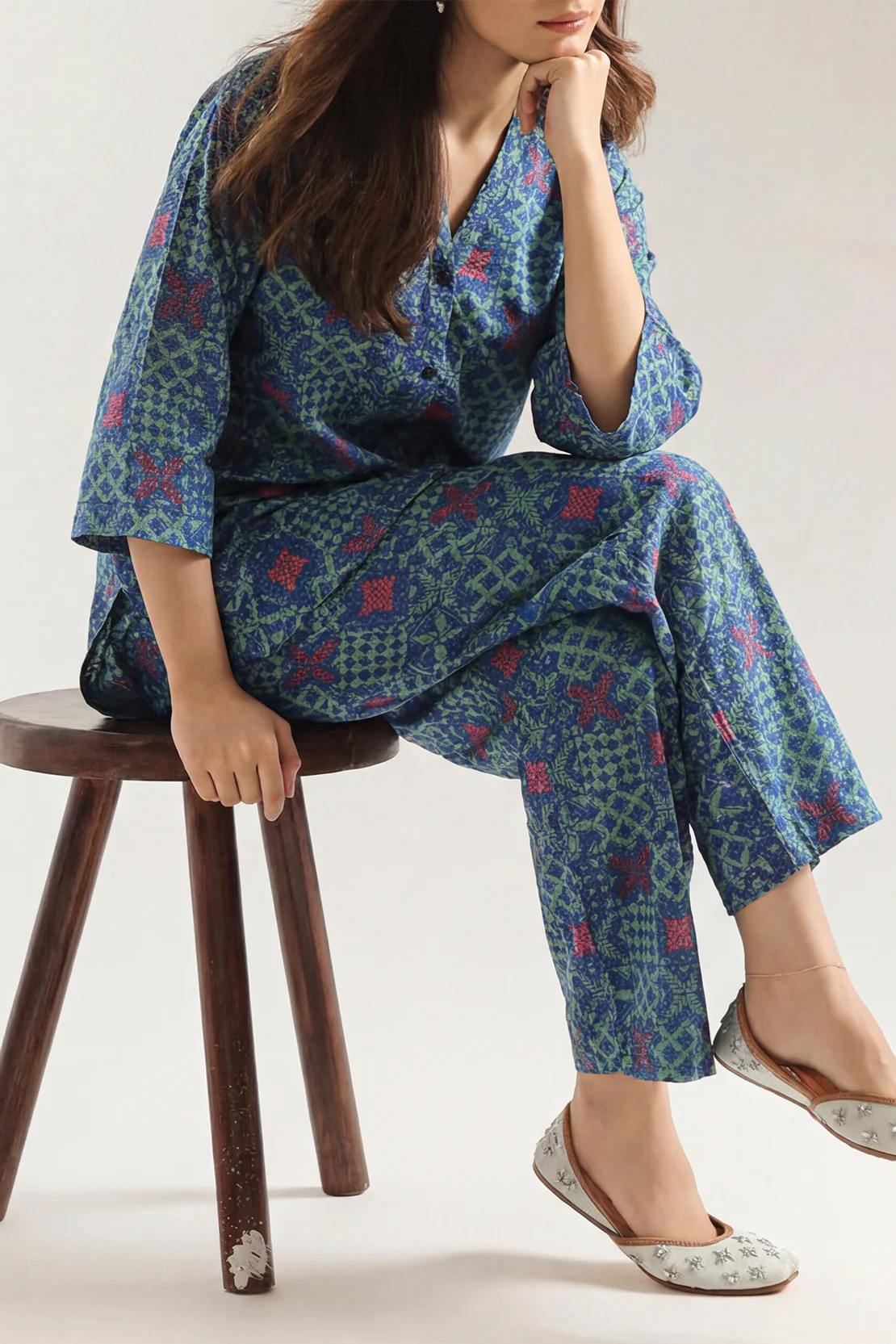 Printed Khaddar Stitched Shirt