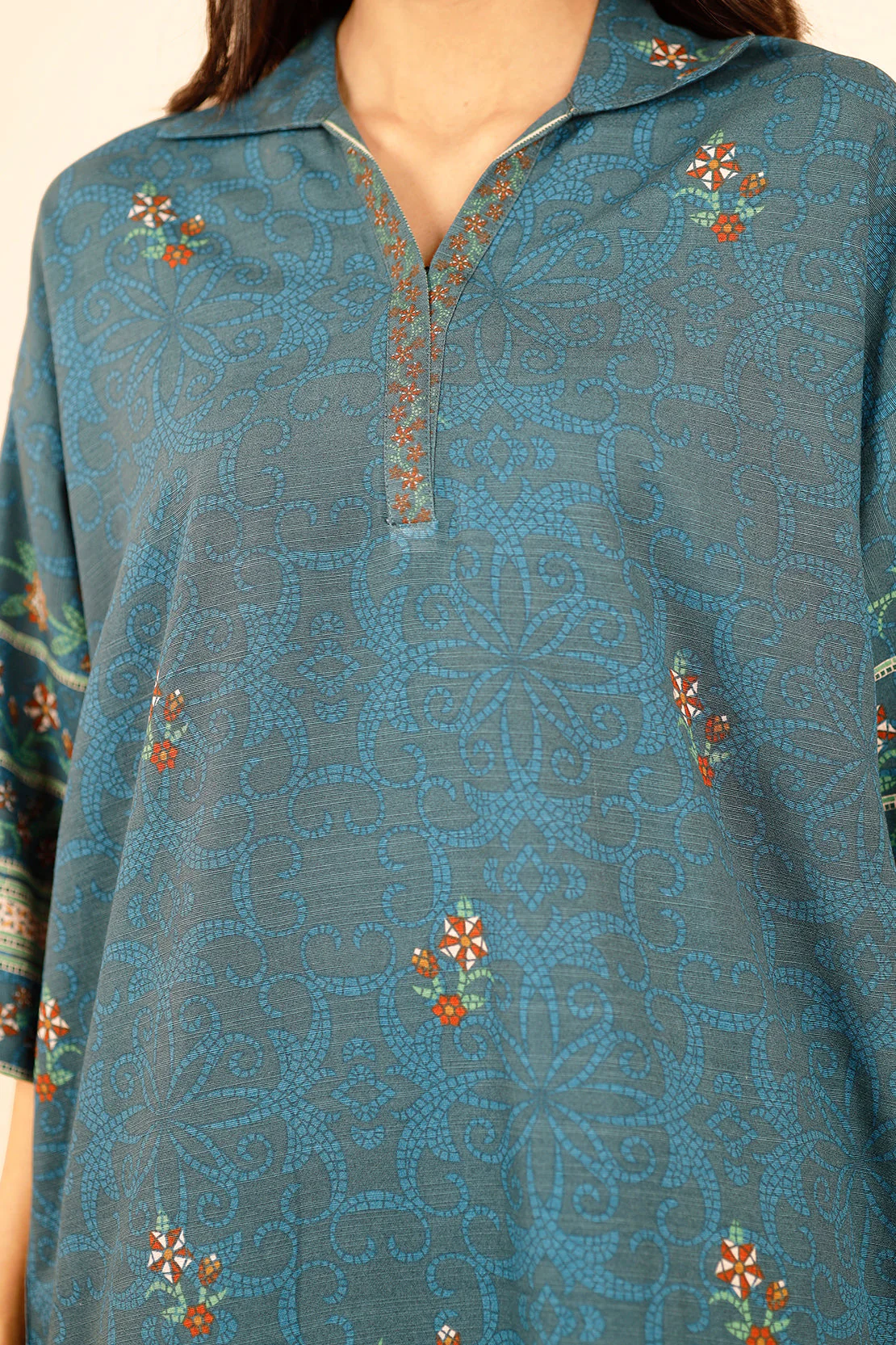 Printed Khaddar Stitched Shirt - Image 6