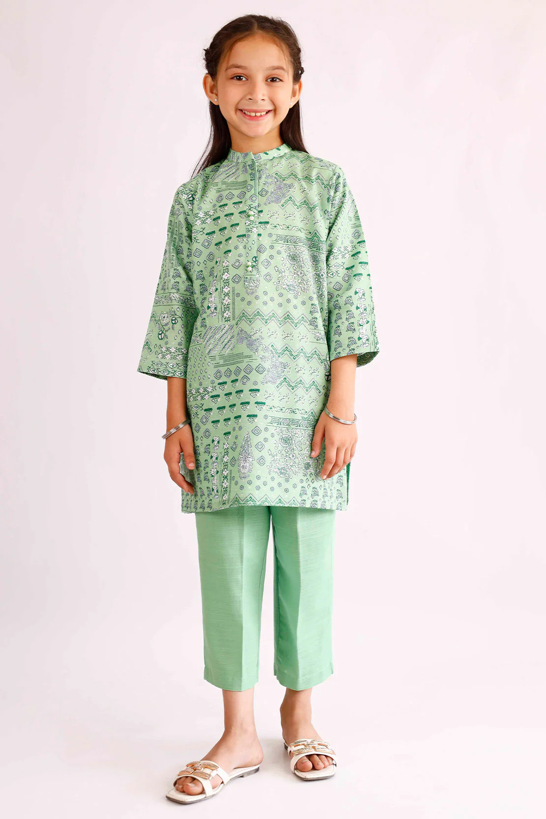 Printed Khaddar Stitched Shirt/trouser For Kids