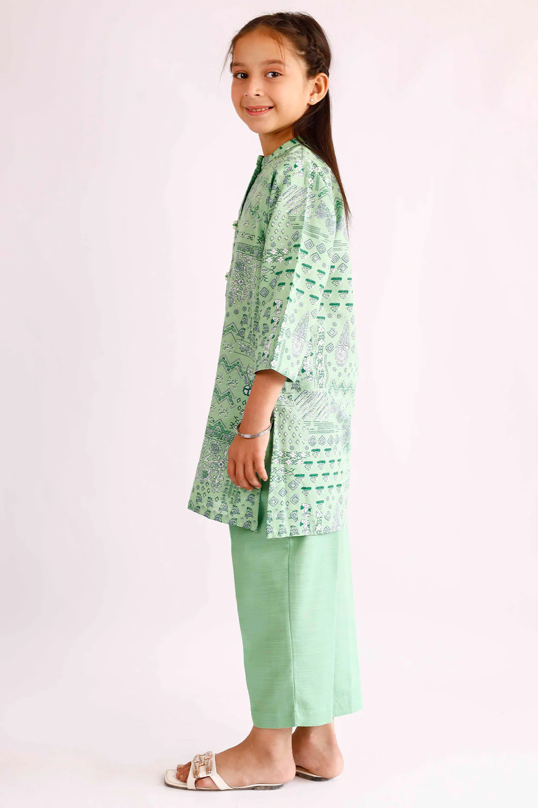 Printed Khaddar Stitched Shirt/trouser For Kids - Image 2
