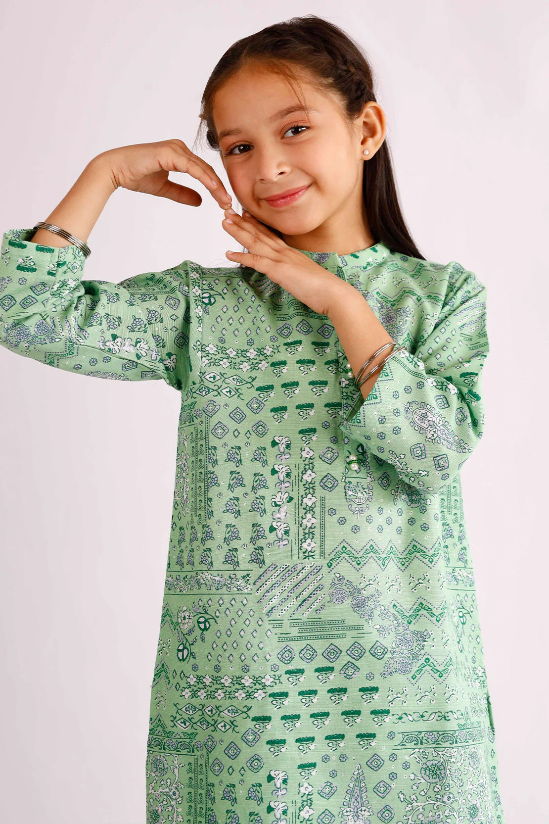 Printed Khaddar Stitched Shirt/trouser For Kids - Image 3