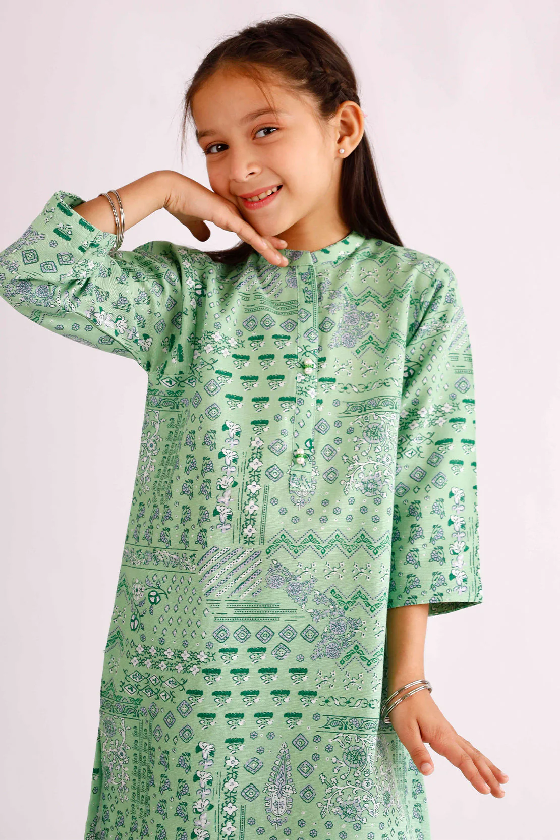 Printed Khaddar Stitched Shirt/trouser For Kids - Image 4
