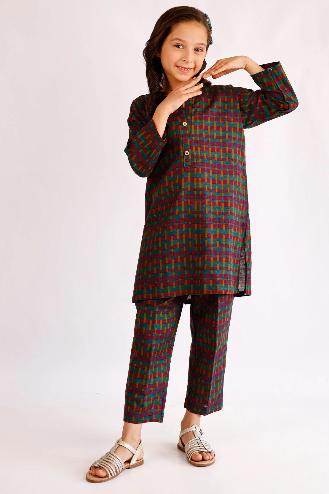 Printed Khaddar Stitched Shirt/trouser For Kids