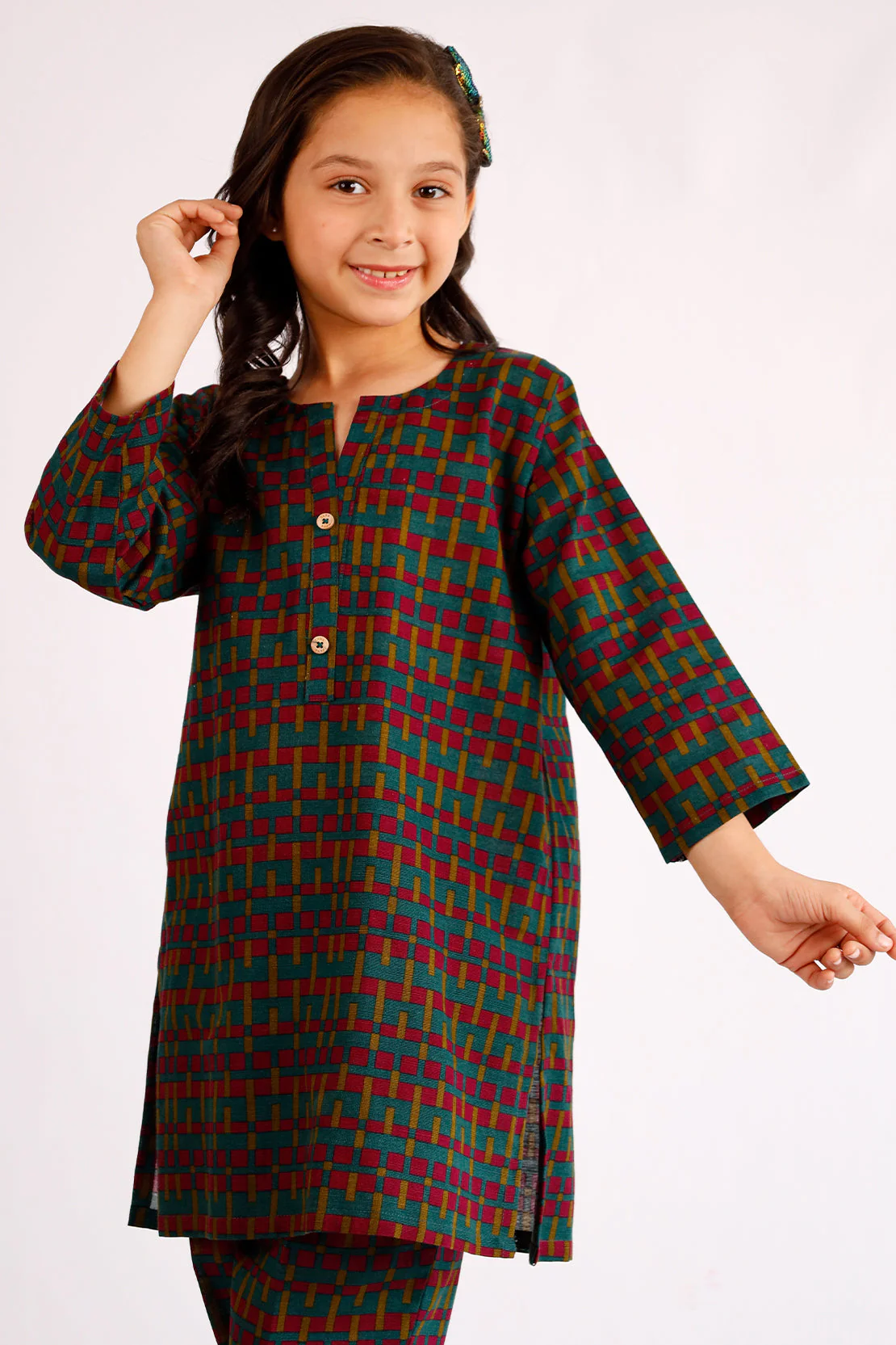 Printed Khaddar Stitched Shirt/trouser For Kids - Image 3