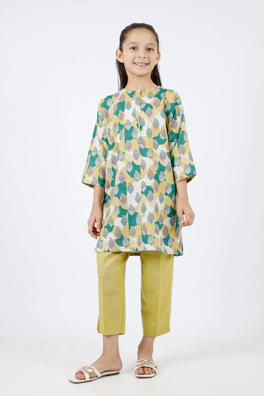 Printed Khaddar Stitched Shirt/trouser For Kids