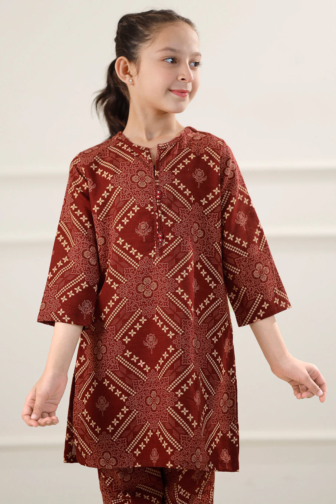 Printed Khaddar Stitched Shirt/trouser For Kids