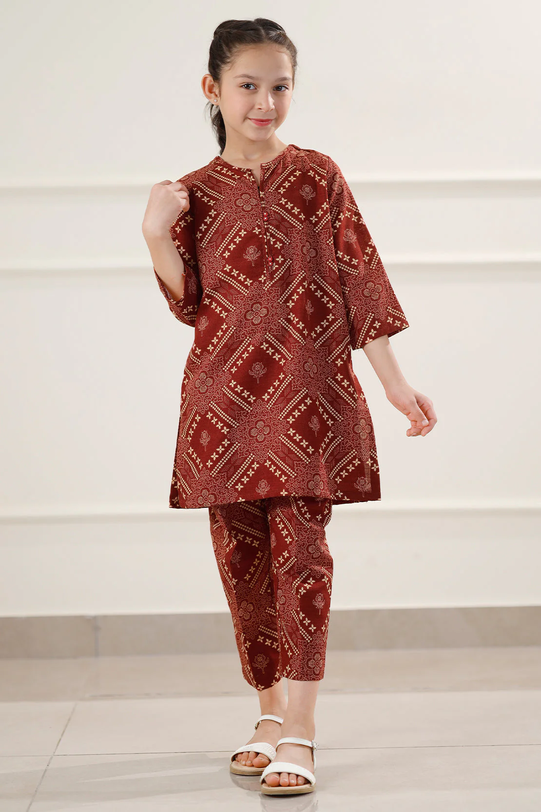 Printed Khaddar Stitched Shirt/trouser For Kids - Image 2