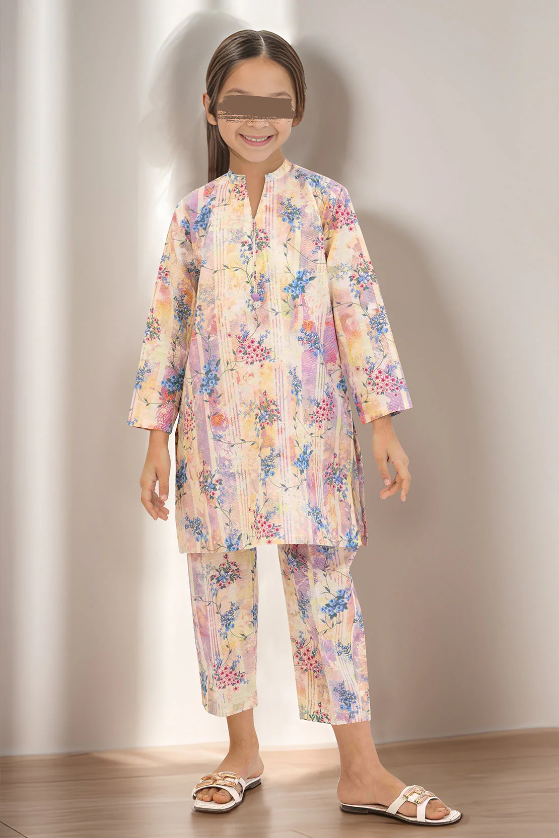Printed Khaddar Stitched Shirt/Trouser For Kids