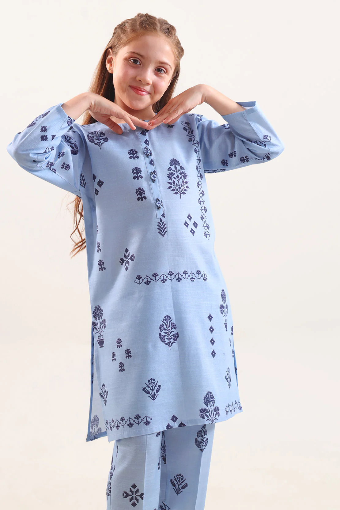 Printed Khaddar Stitched Shirt/Trouser For Kids - Image 2