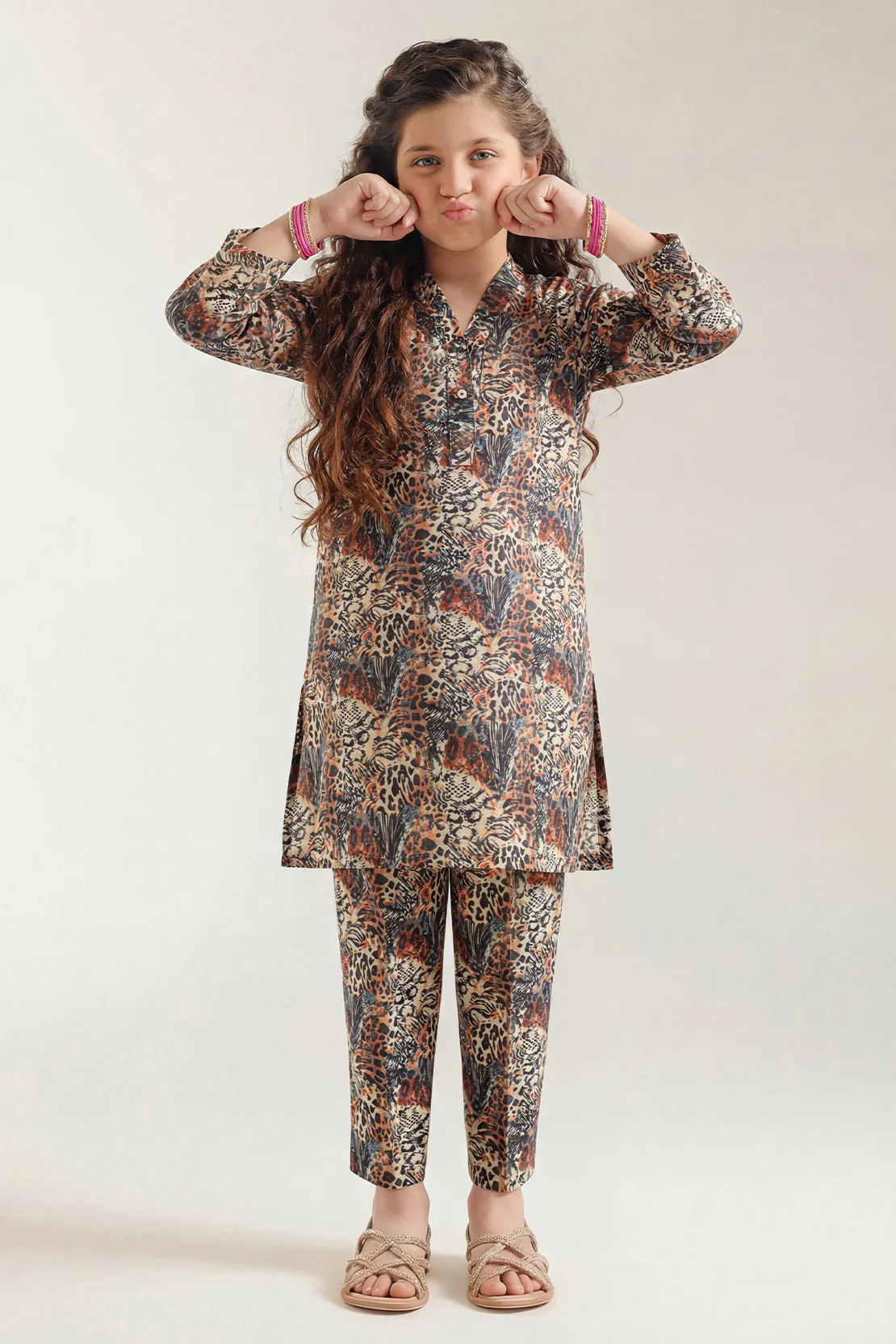 Printed Khaddar Stitched Shirt/Trouser For Kids - Image 2