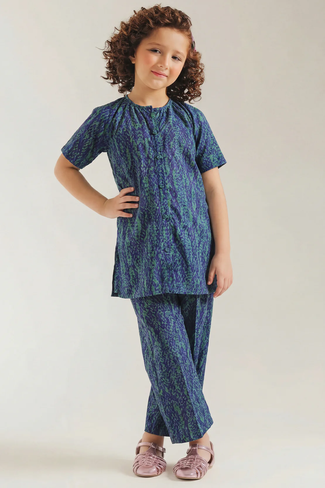 Printed Khaddar Stitched Shirt/Trouser For Kids