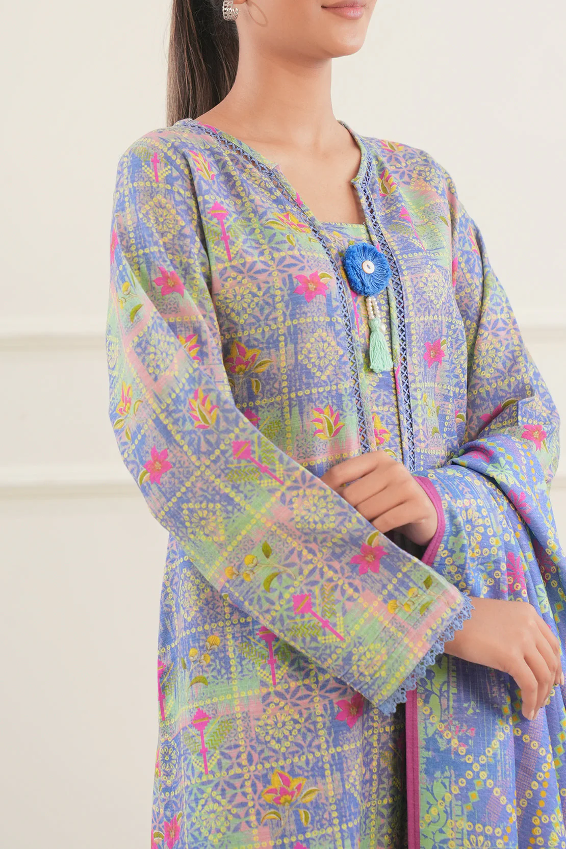 Printed Khaddar Stitched Shirt - Image 2