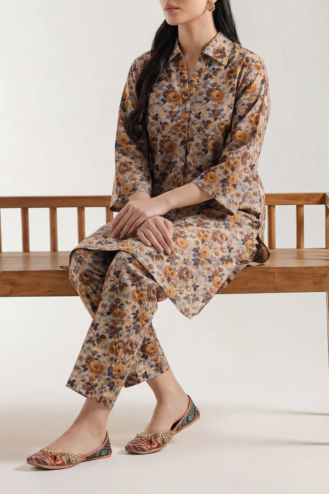Printed Khaddar Stitched Shirt