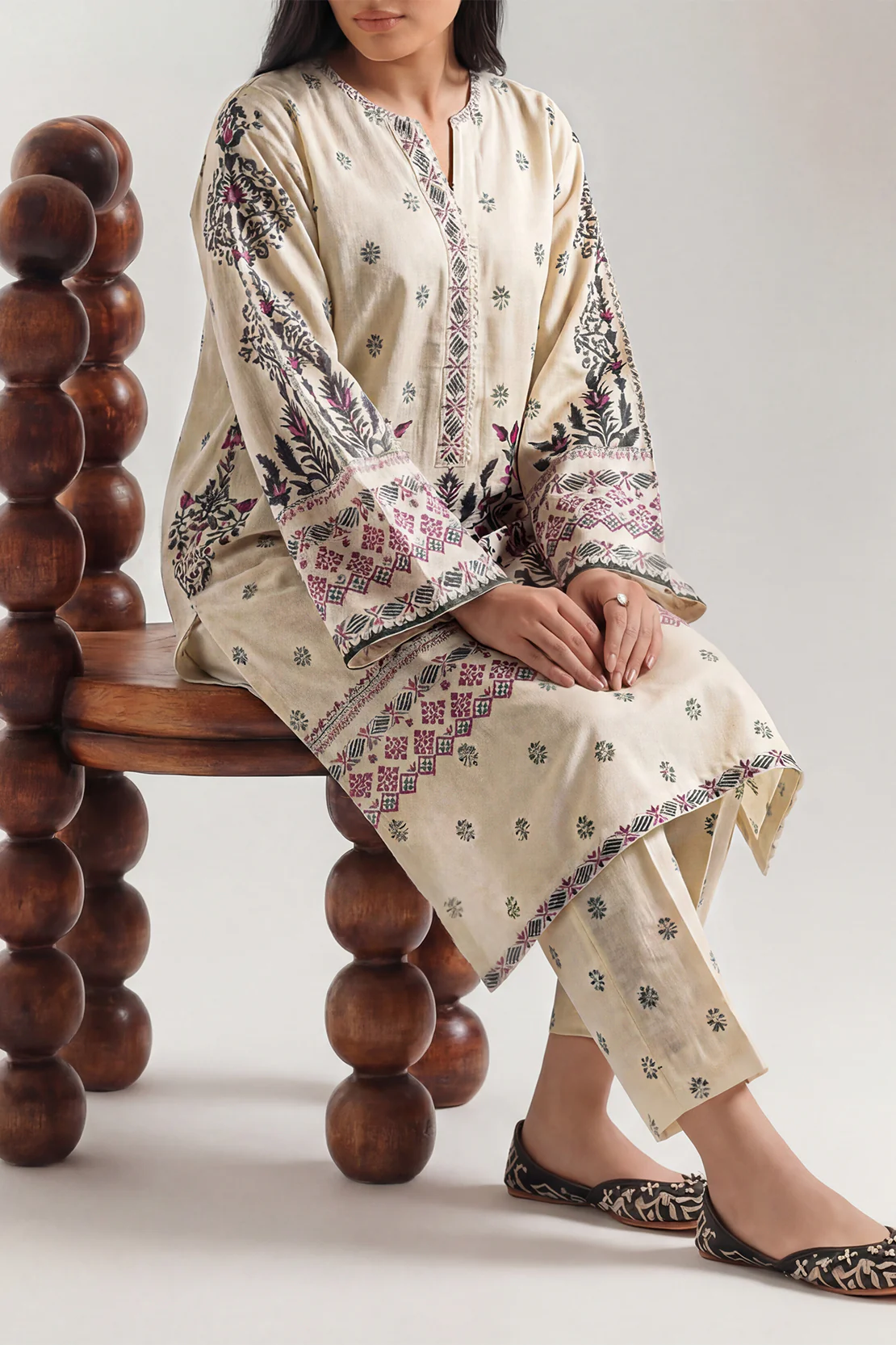 Printed Khaddar Stitched Shirt