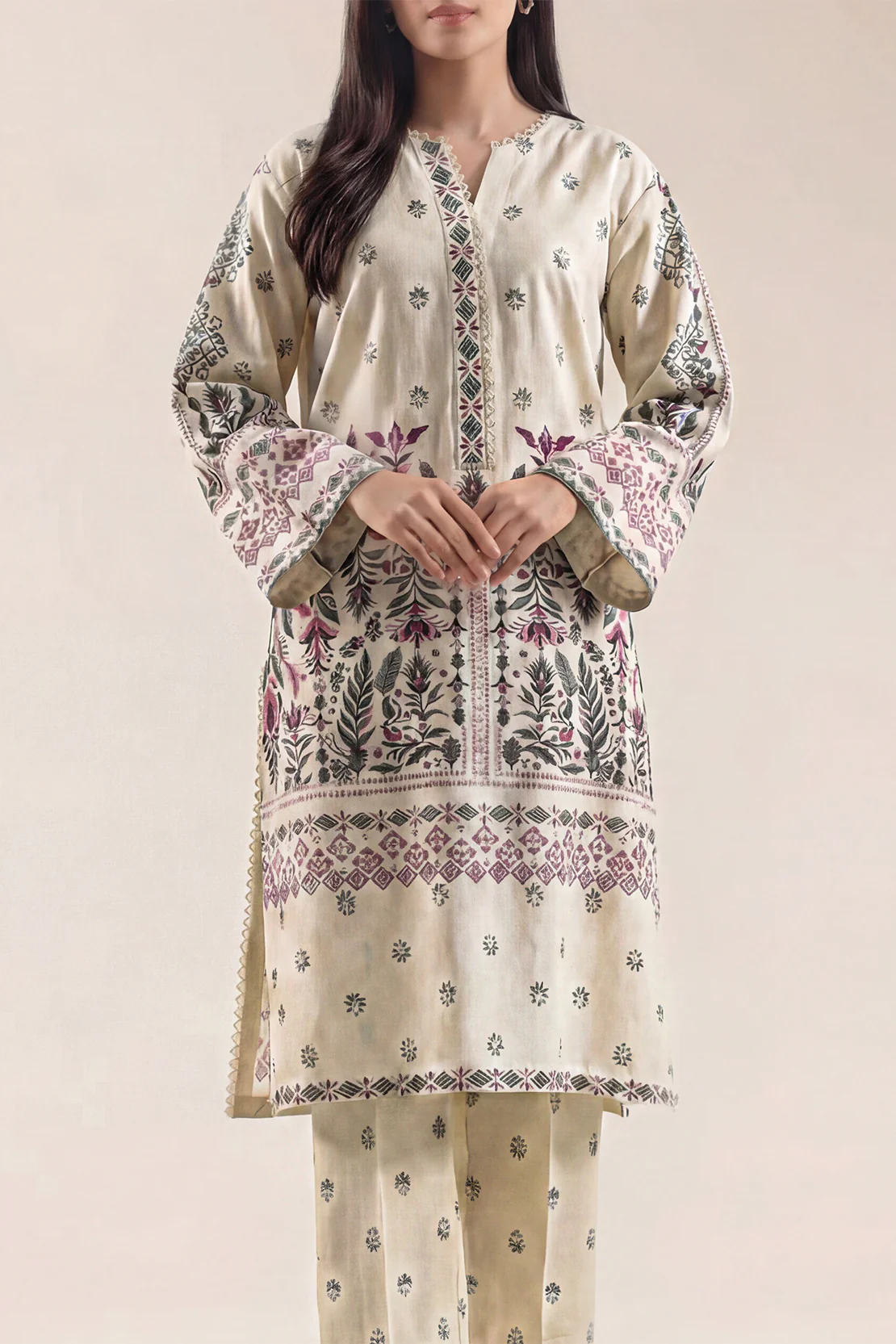 Printed Khaddar Stitched Shirt - Image 2