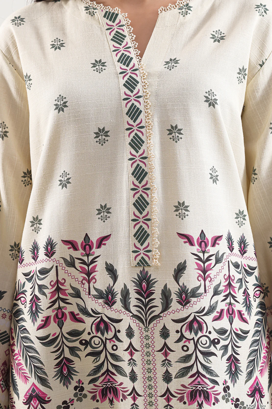 Printed Khaddar Stitched Shirt - Image 4