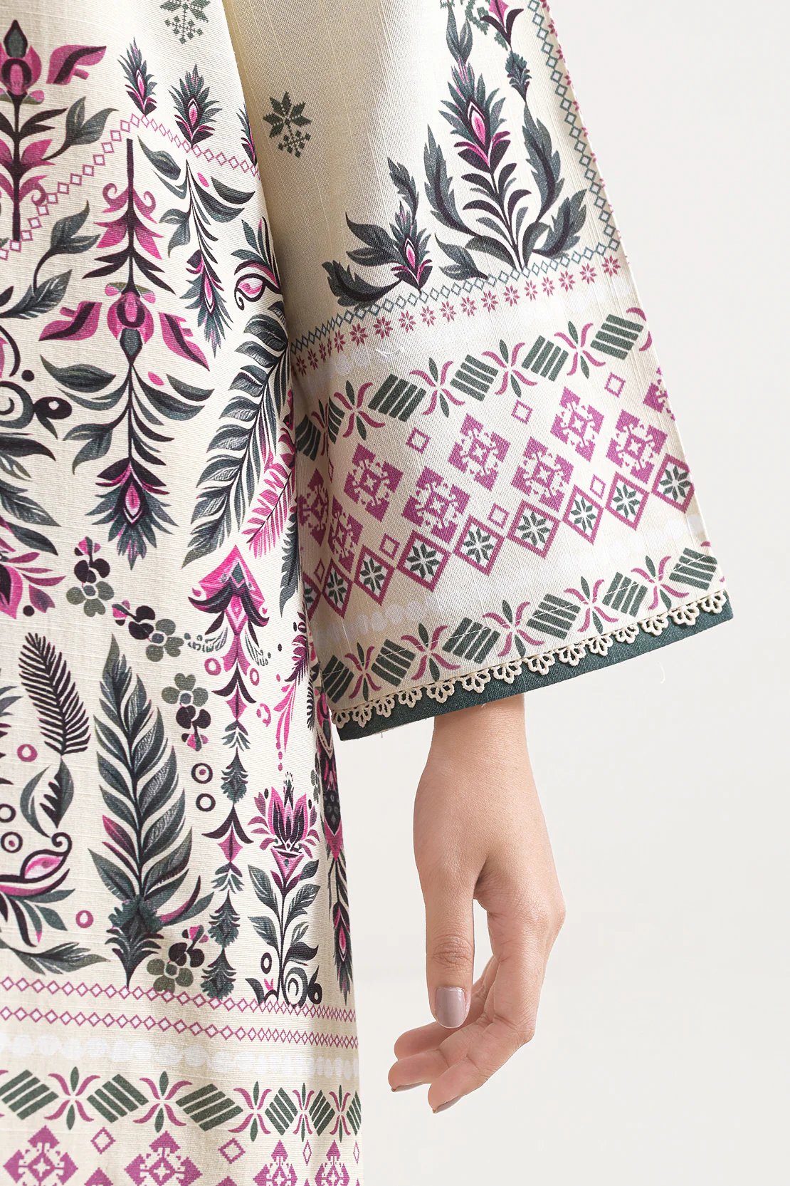 Printed Khaddar Stitched Shirt - Image 5