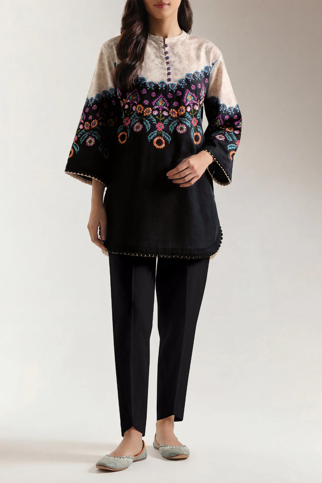 Printed Khaddar Stitched Shirt