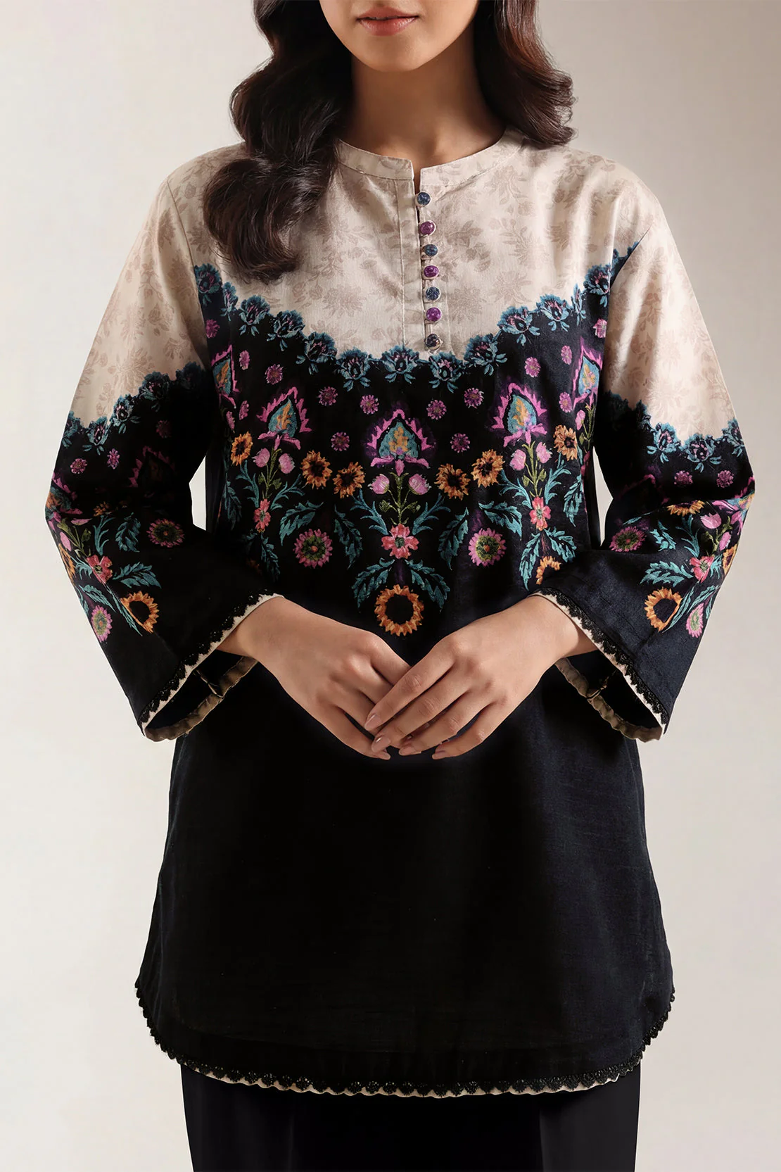 Printed Khaddar Stitched Shirt - Image 2