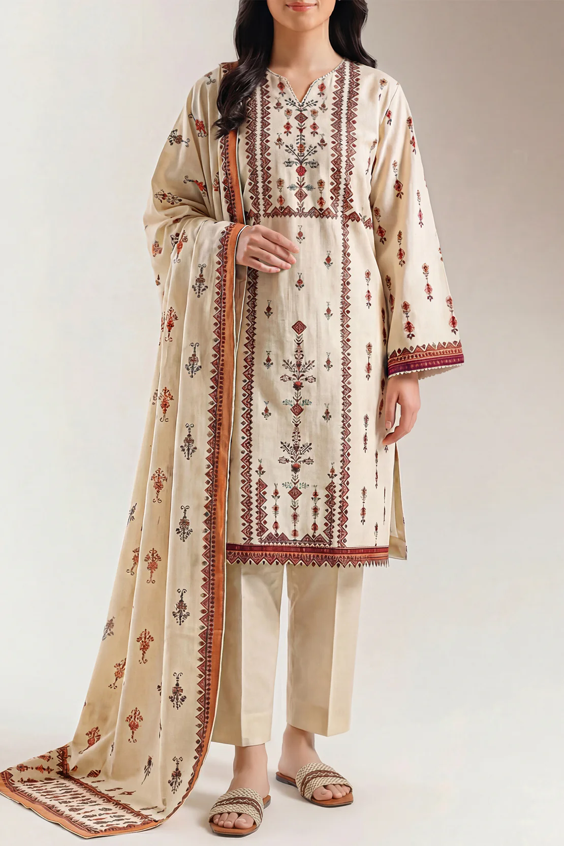 Printed Khaddar Stitched Shirt - Image 2
