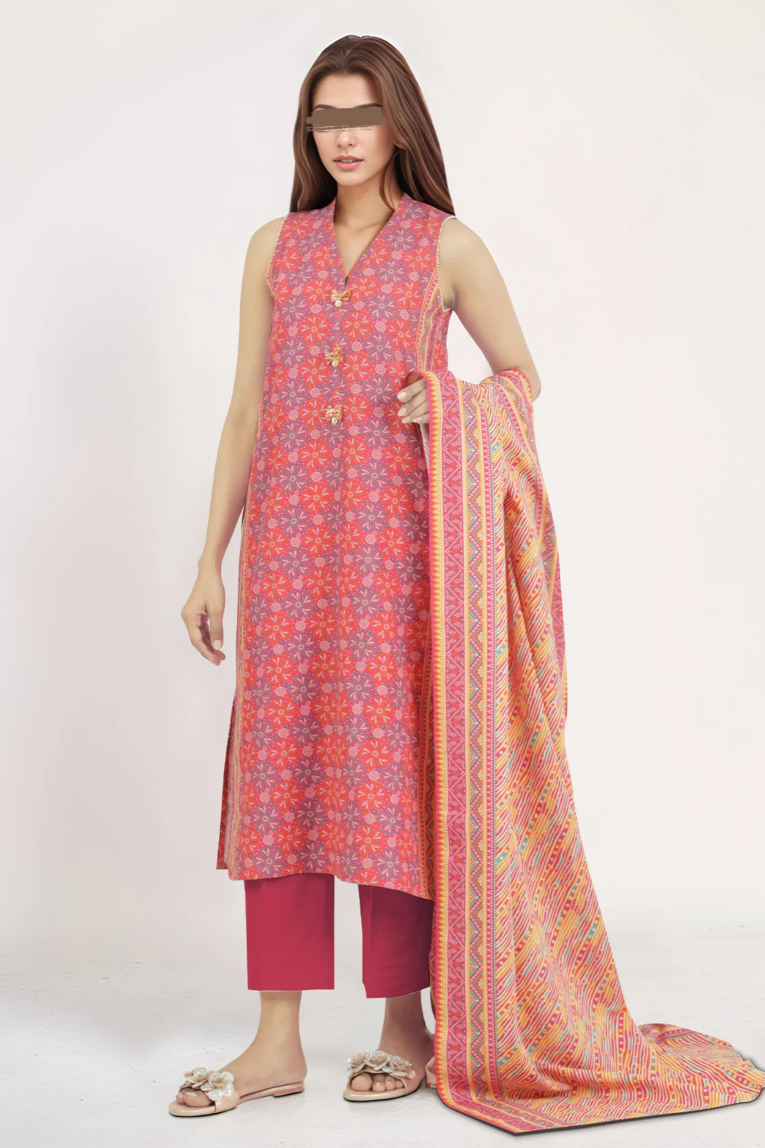 Printed Khaddar Unstitched 3 Piece