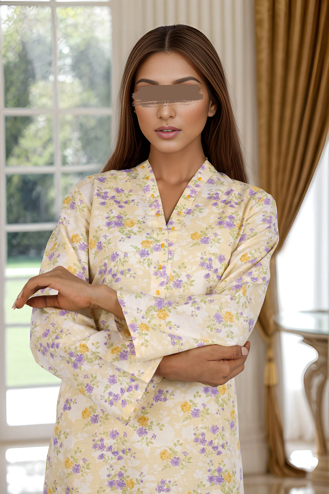 Printed Khaddar Viscose Stitched 2 Piece (Shirt/Trouser) - Image 3