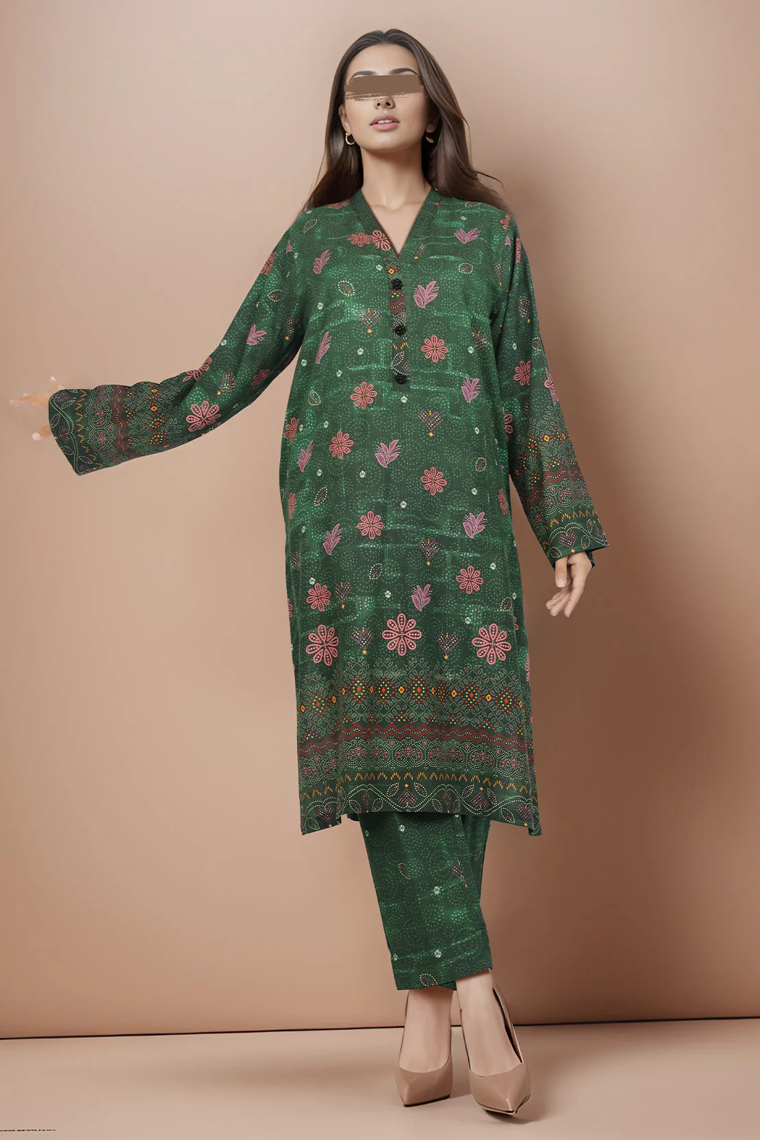 Printed Khaddar Viscose Stitched 2 Piece (Shirt/Trouser) - Image 2