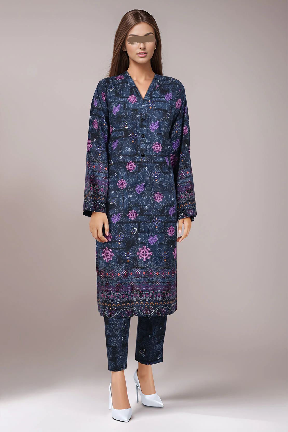 Printed Khaddar Viscose Stitched 2 Piece (Shirt/Trouser)