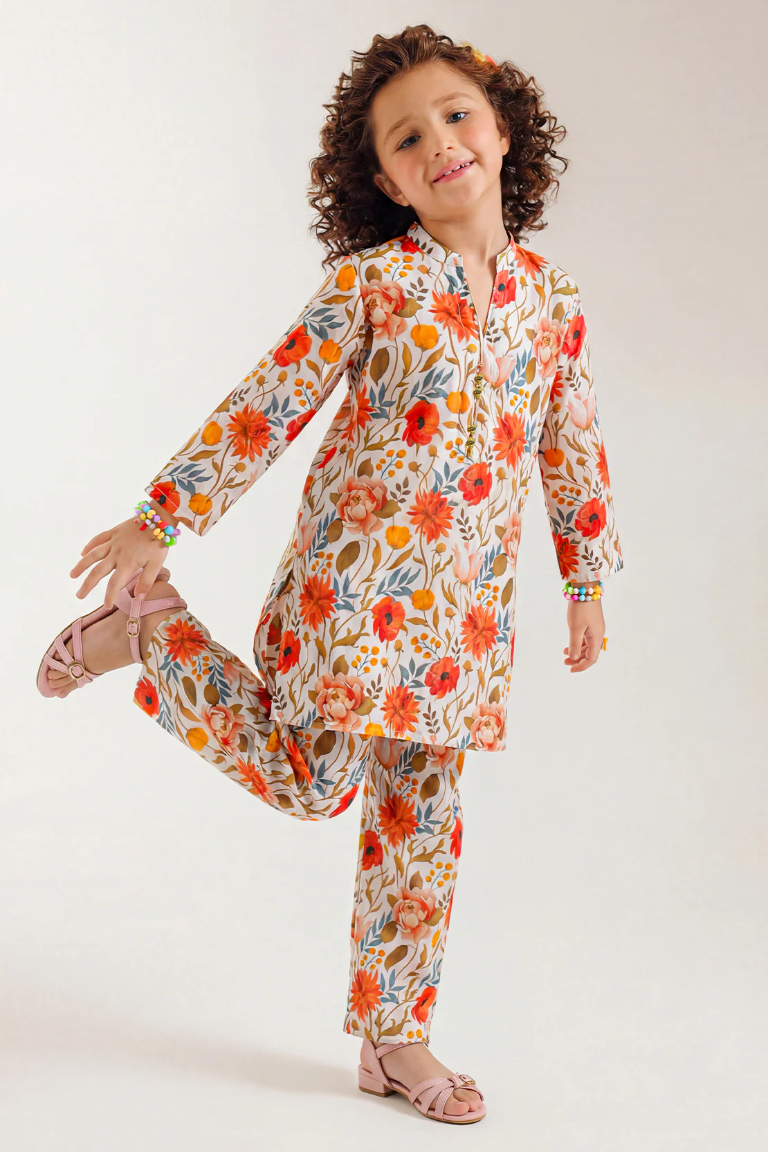 Printed Korean Lawn Stitched 2 Piece (Shirt/Trouser) For Kids