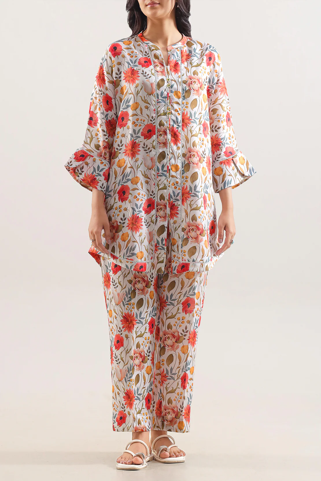 Printed Korean Lawn Stitched 2 Piece (Shirt/Trouser)