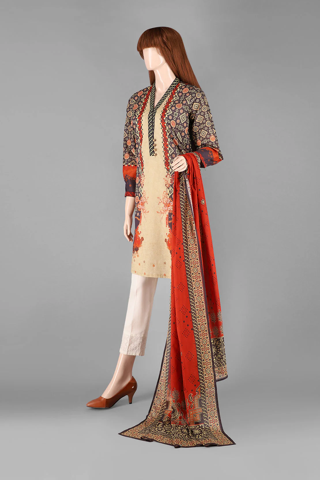 Printed Lawn Stitched 2 Piece (Kameez Dupatta) - Image 2