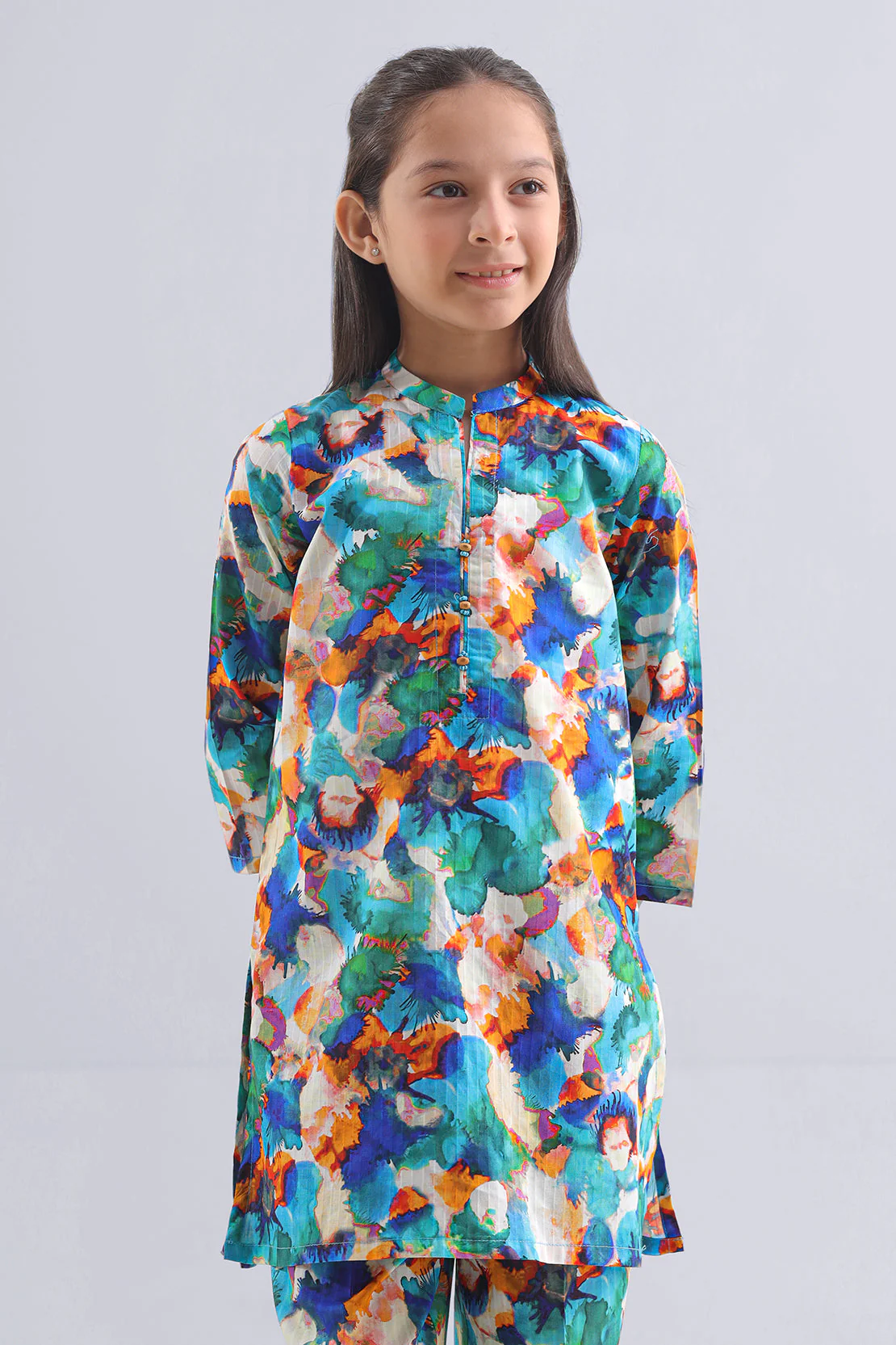 Stitched Printed Lawn Shirt For Kids - Image 3