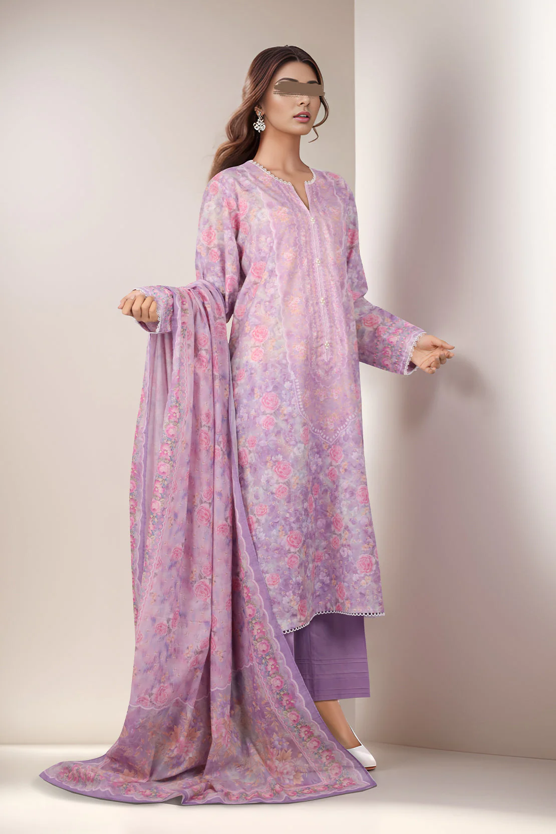 Printed Lawn Stitched 2 Piece (Shirt/Dupatta) - Image 3