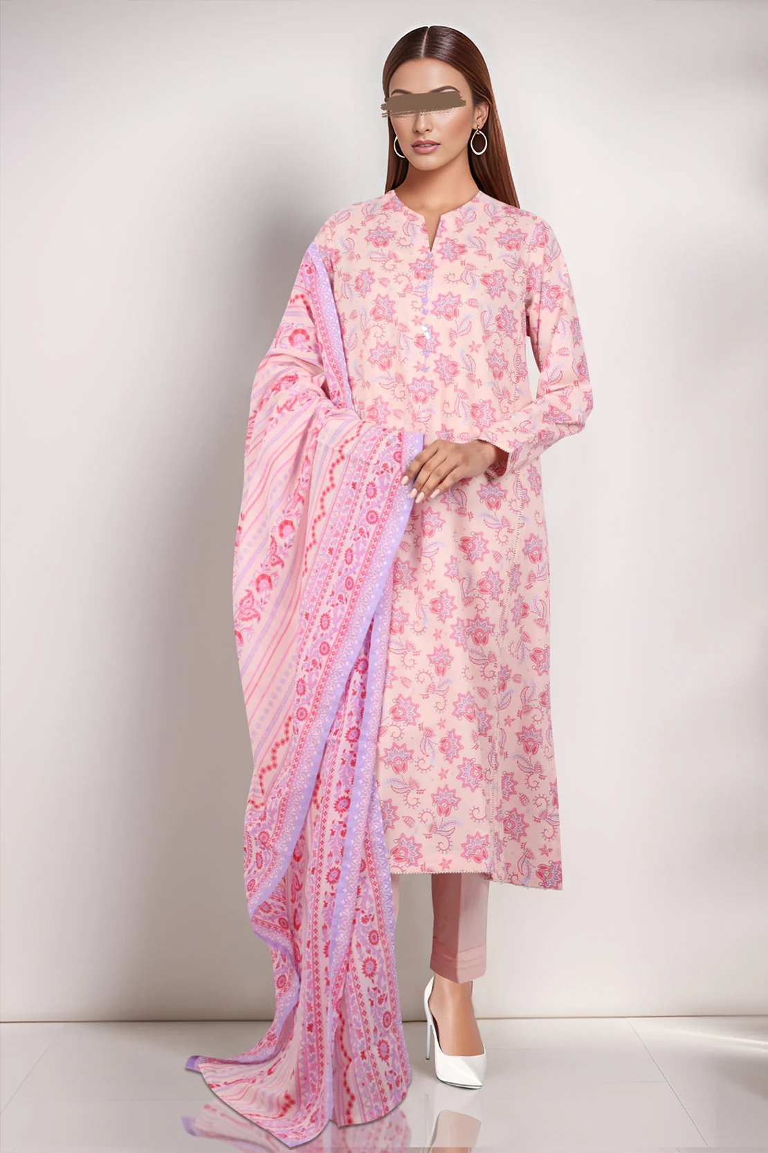 Printed Lawn Stitched 2 Piece (Shirt/Dupatta) - Image 2