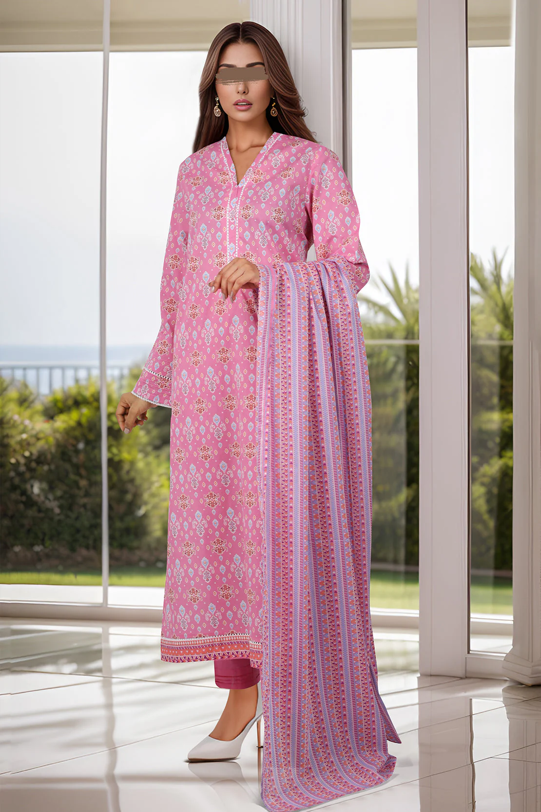 Printed Lawn Stitched 2 Piece (Shirt/Dupatta) - Image 2