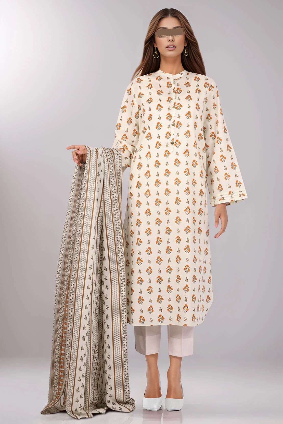 Printed Lawn Stitched 2 Piece (Shirt/Dupatta) - Image 2