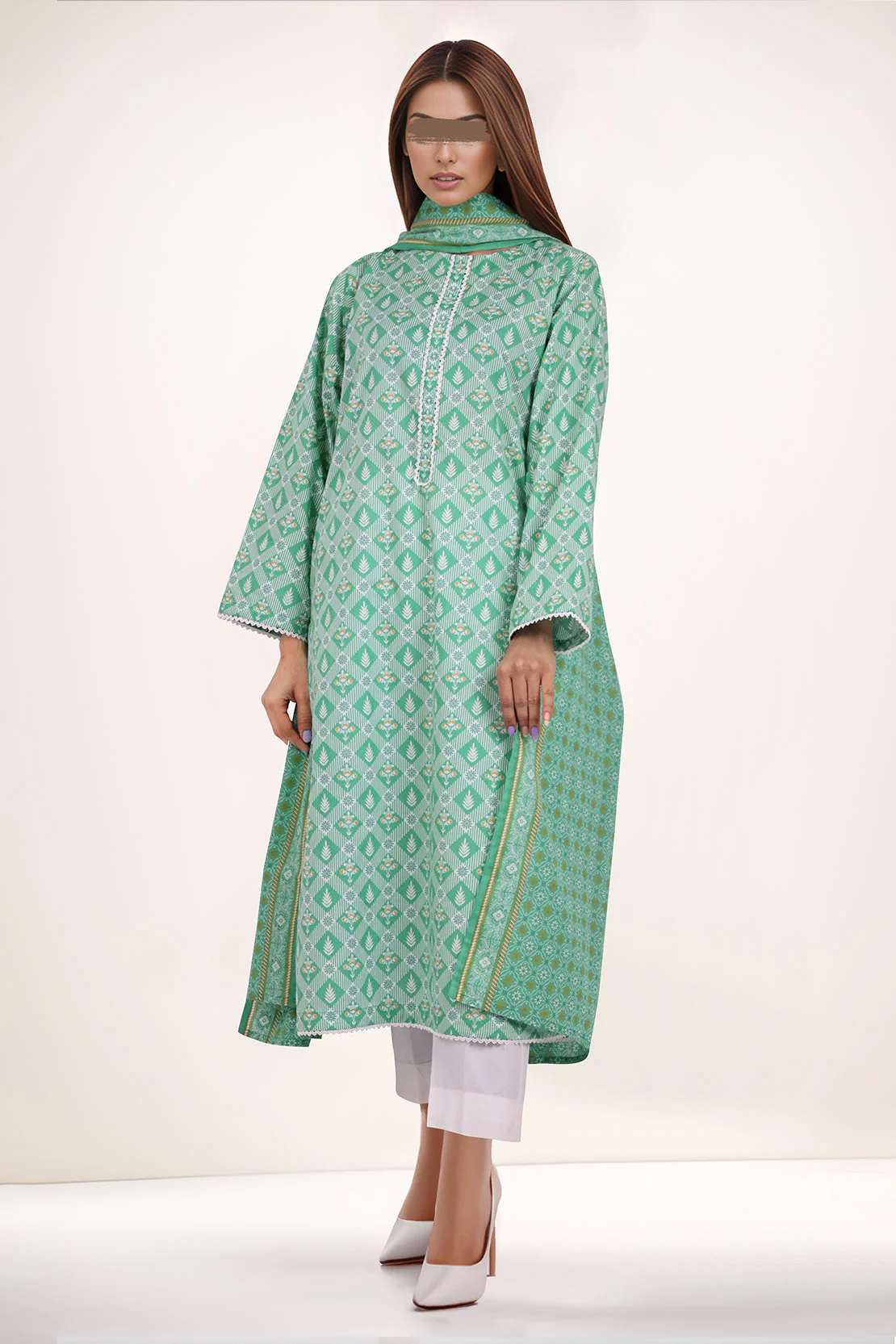 Printed Lawn Stitched 2 Piece (Shirt/Dupatta) - Image 2