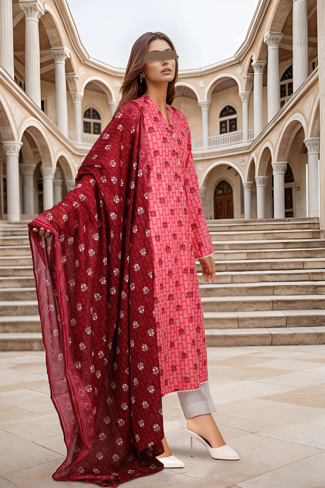 Printed Lawn Stitched 2 Piece (Shirt/Dupatta) - Image 2