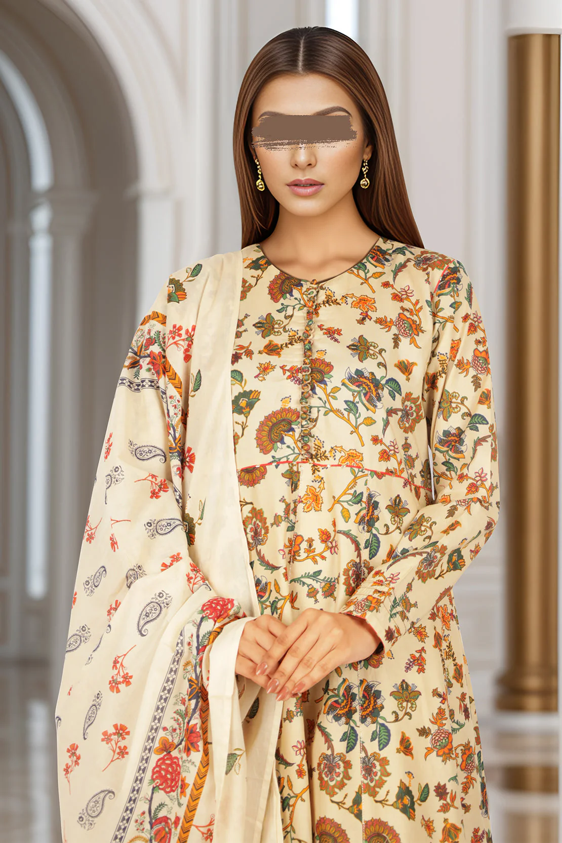 Printed Lawn Stitched 2 Piece (Shirt/Dupatta) - Image 3