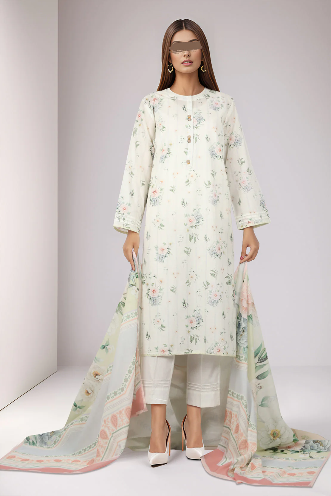 Printed Lawn Stitched 2 Piece (Shirt/Dupatta) - Image 2