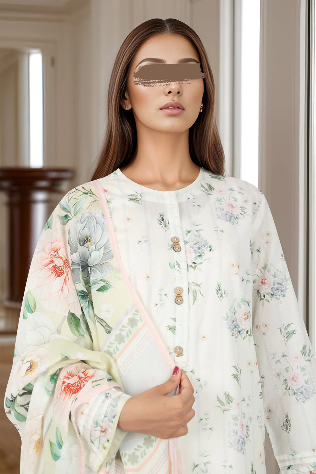 Printed Lawn Stitched 2 Piece (Shirt/Dupatta) - Image 4