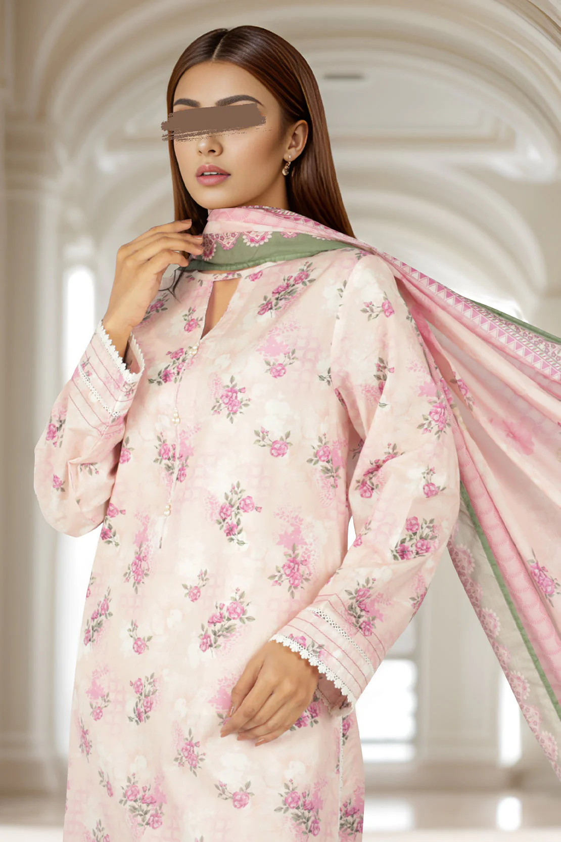 Printed Lawn Stitched 2 Piece (Shirt/Dupatta) - Image 2