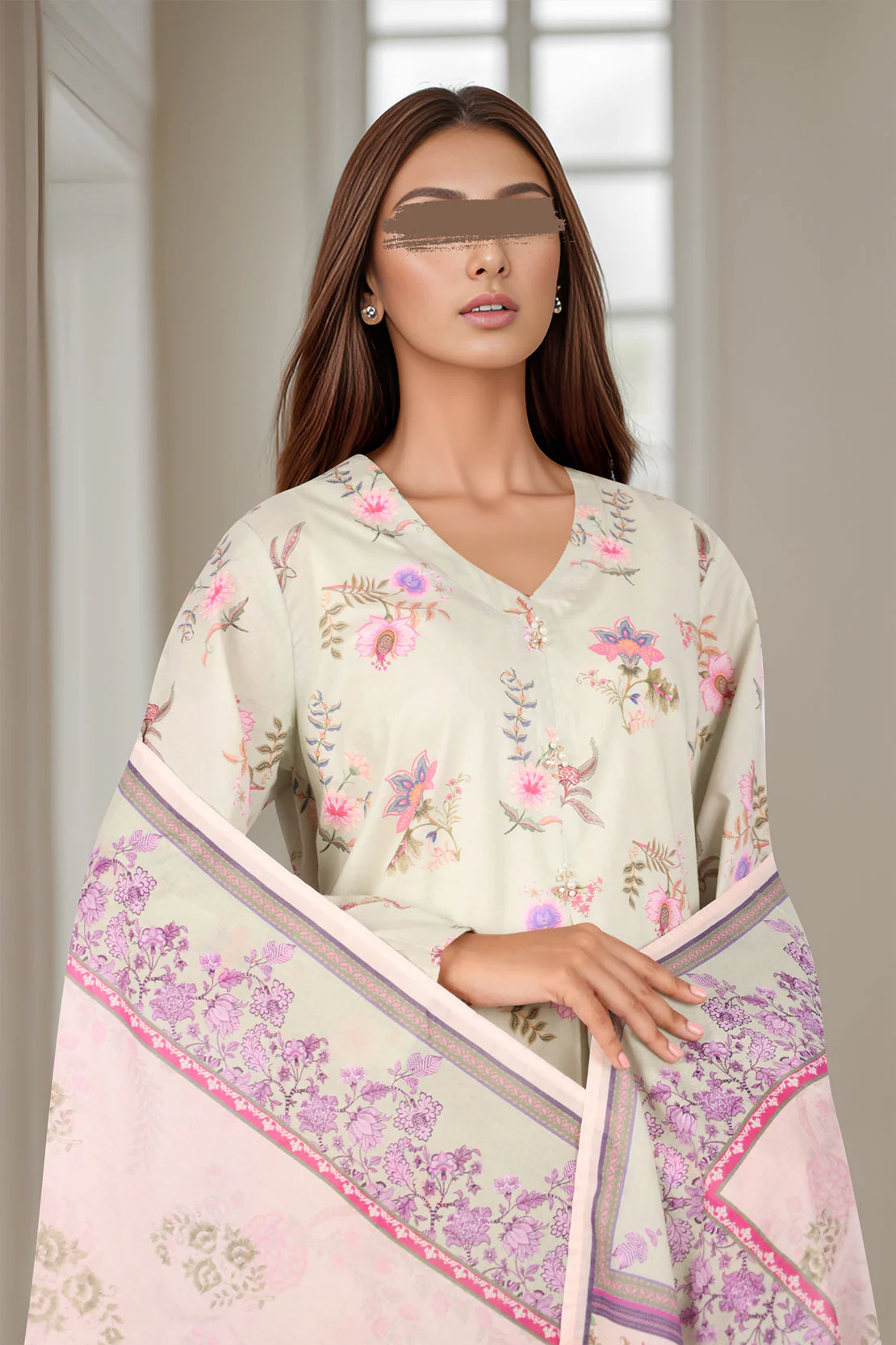 Printed Lawn Stitched 2 Piece (Shirt/Dupatta) - Image 2