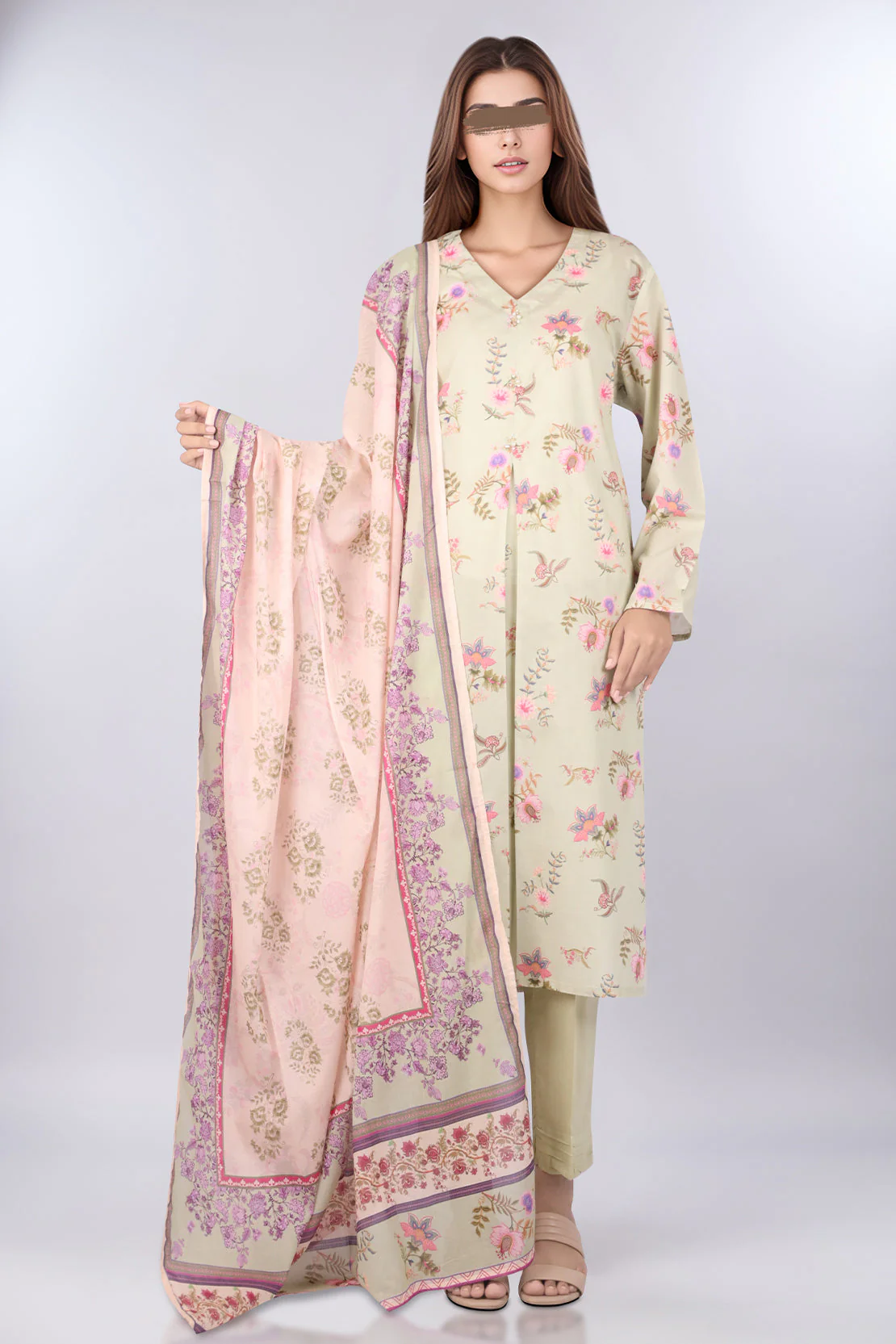 Printed Lawn Stitched 2 Piece (Shirt/Dupatta) - Image 3