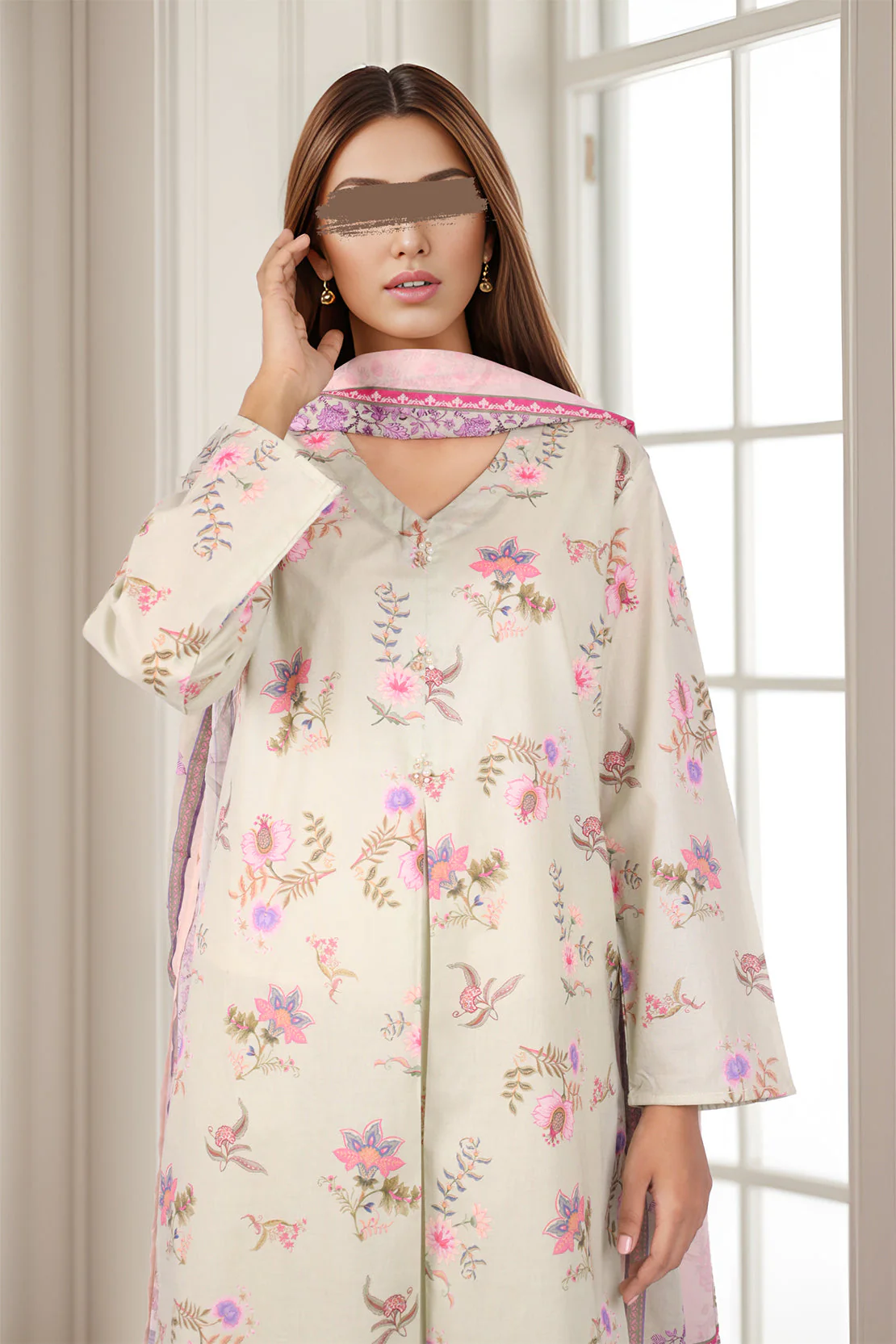 Printed Lawn Stitched 2 Piece (Shirt/Dupatta) - Image 4