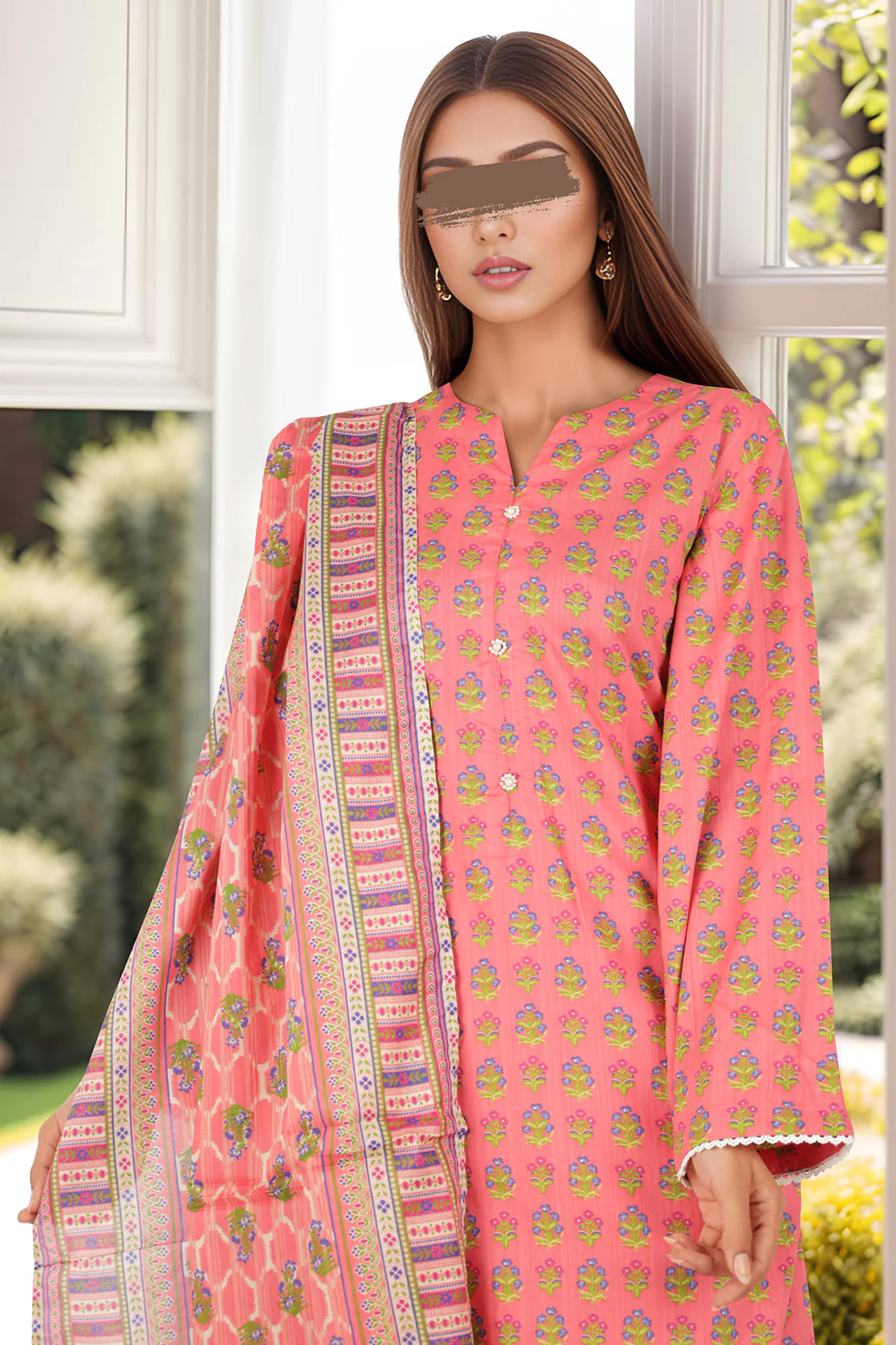 Printed Lawn Stitched 2 Piece (Shirt/Dupatta) - Image 3