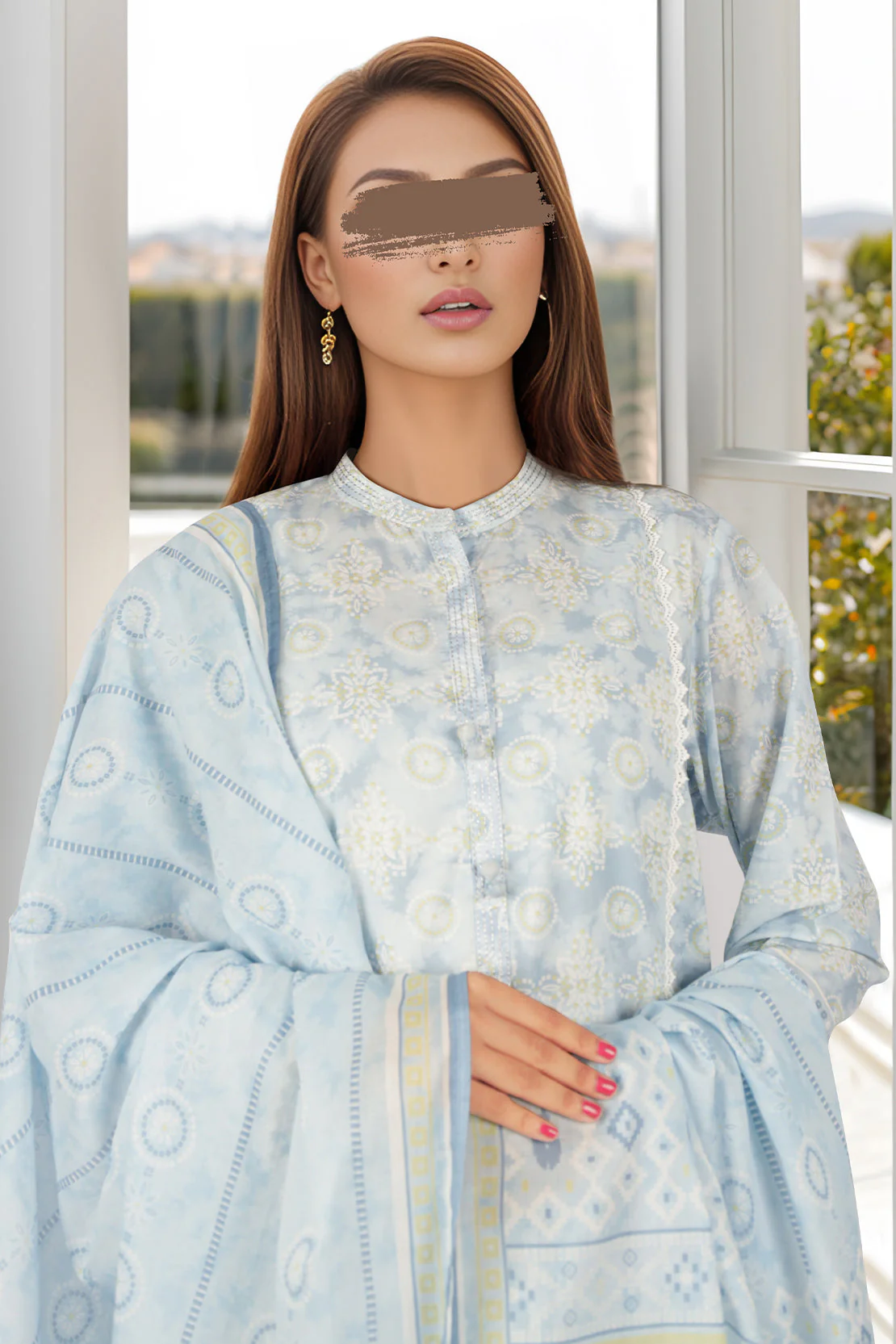 Printed Lawn Stitched 2 Piece (Shirt/Dupatta) - Image 3