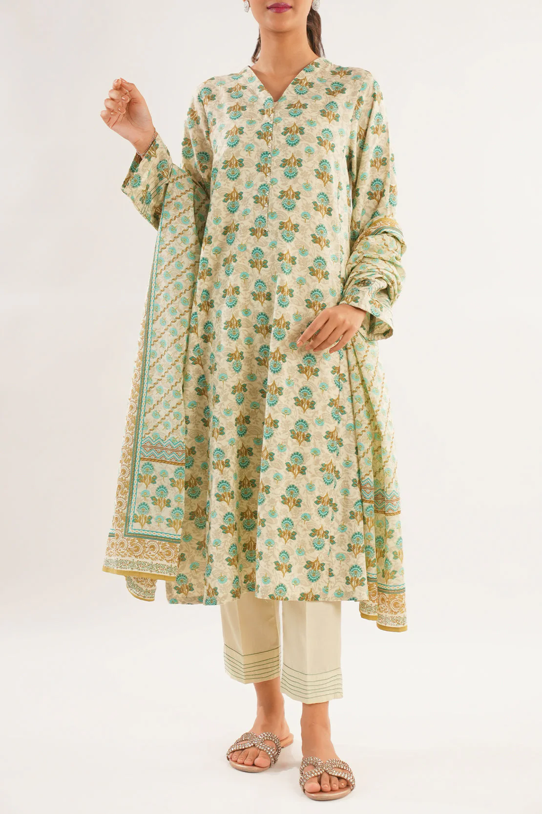 Printed Lawn Stitched 2 Piece (Shirt/Dupatta) - Image 2